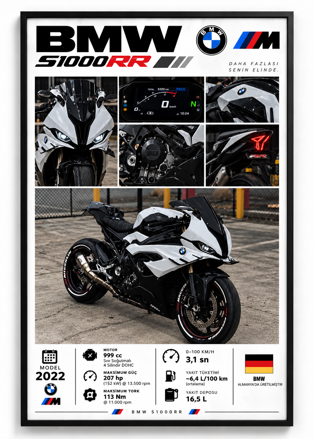 BMW S1000RR Çerçeveli Poster