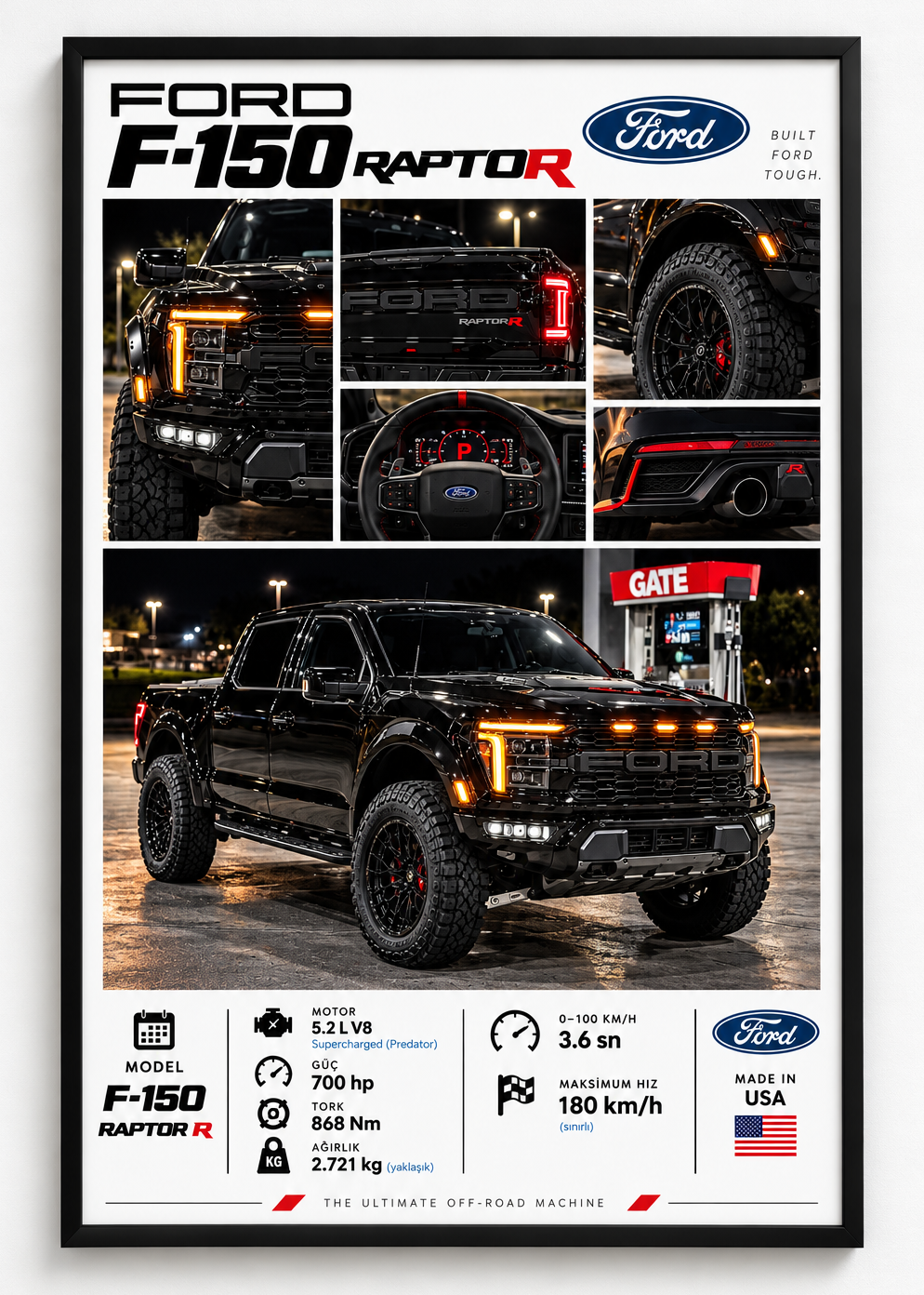 Ford F-150 Raptor R Çerçeveli Poster