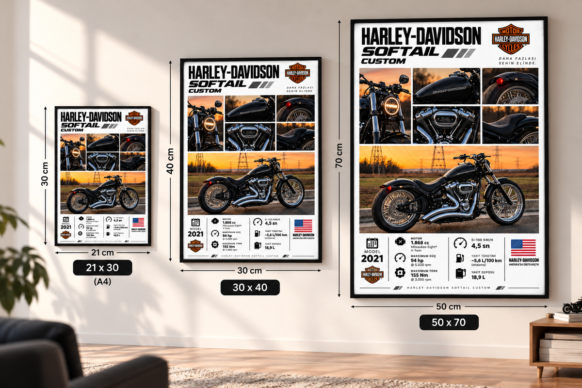 Harley-Davidson Softail Custom Çerçeveli Poster