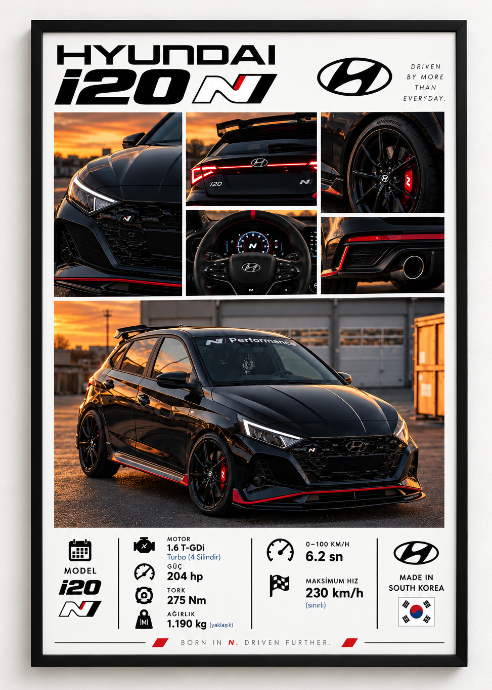 Hyundai i20 N Çerçeveli Poster