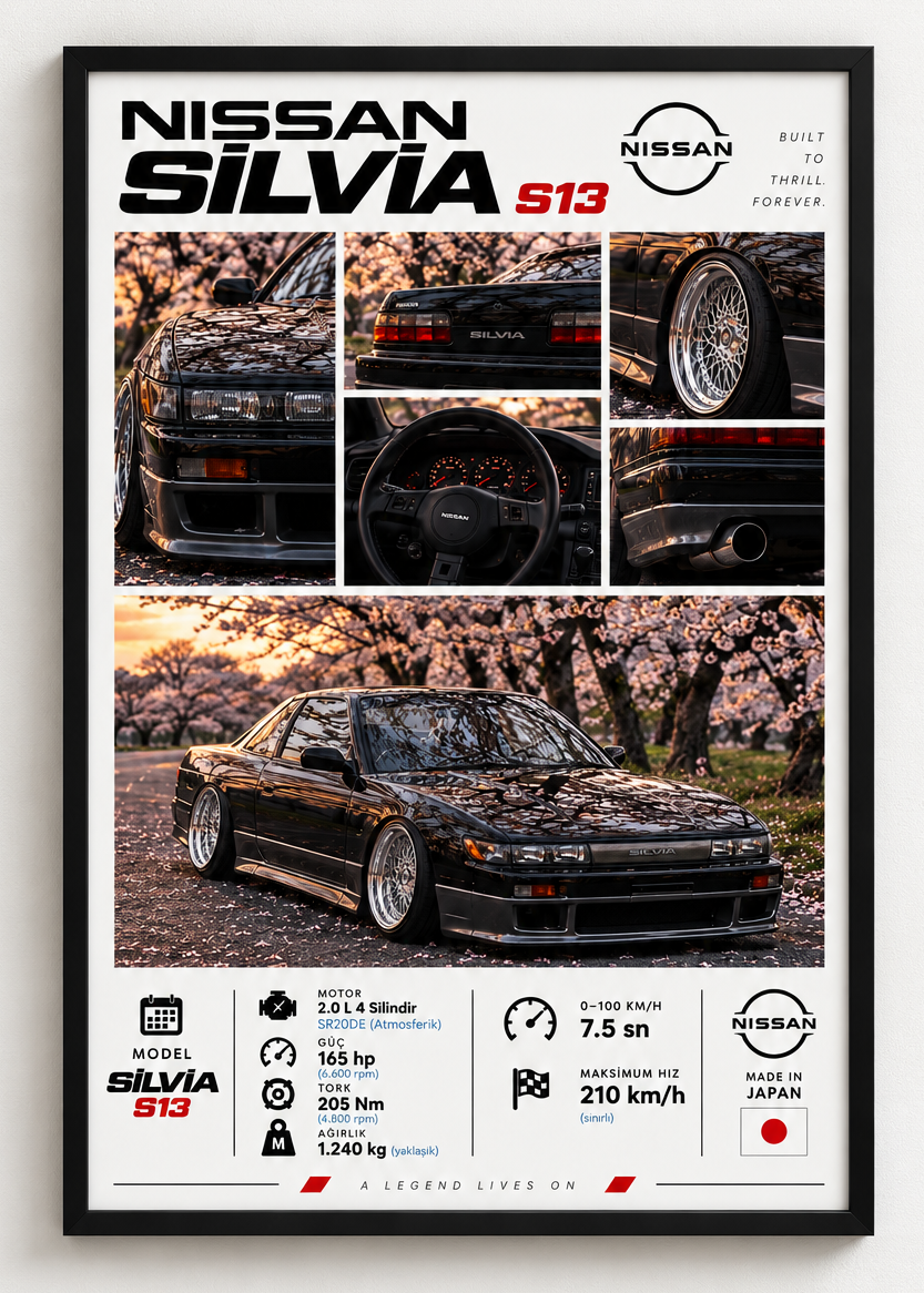 Nissan Silvia S13 Çerçeveli Poster