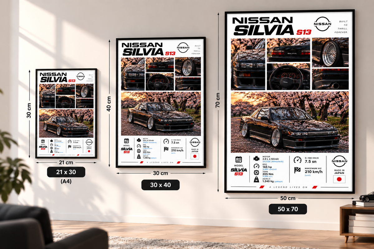 Nissan Silvia S13 Çerçeveli Poster