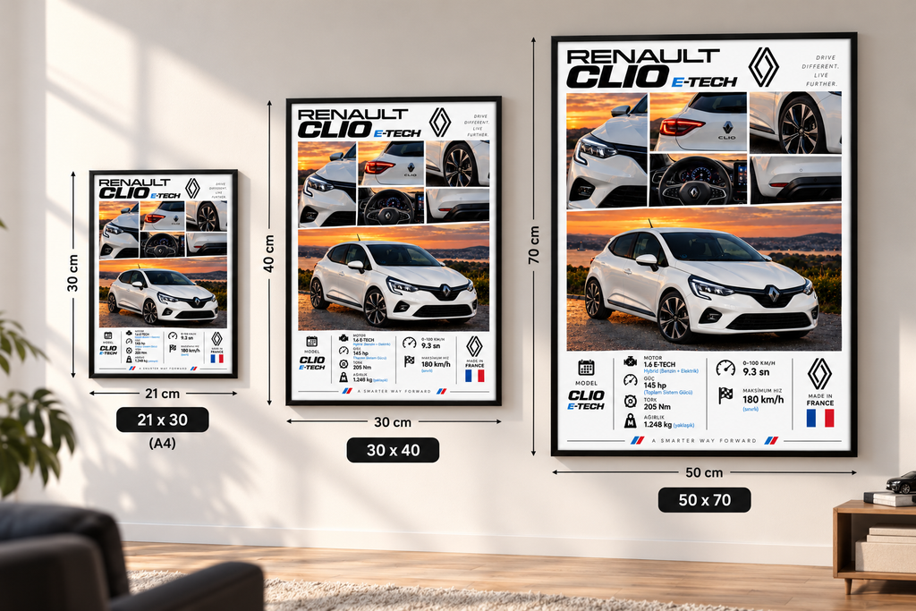 Renault Clio E-Tech Çerçeveli Poster